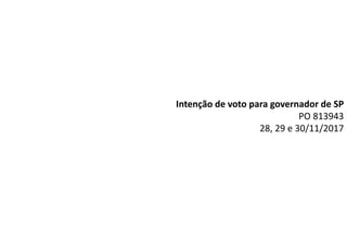 Intenção de voto para governador de SP
PO 813943
28, 29 e 30/11/2017
 