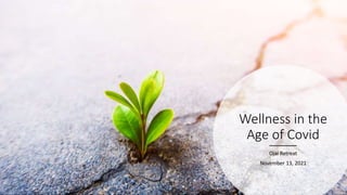 Wellness in the
Age of Covid
Ojai Retreat
November 13, 2021
 