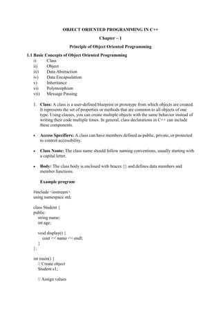 Comprehensive Introduction to Object Oriented Programming in C++ | PDF