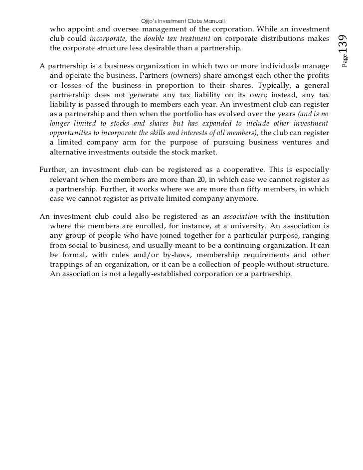 investment club operating agreement