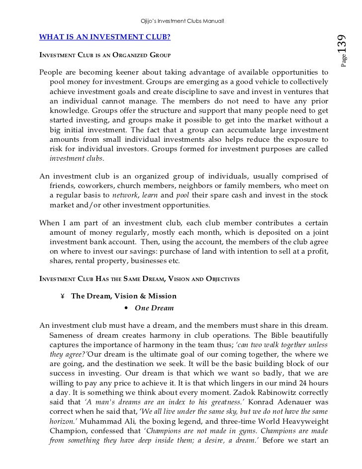 investment club operating agreement