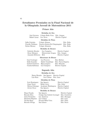 ¾
×ØÙ ÒØ × ÈÖ Ñ Ó× Ò Ð Ò Ð Æ 
 ÓÒ Ð
Ð ÇÐ ÑÔ ÂÙÚ Ò Ð Å Ø Ñ Ø 
 × ¾¼½½
ÈÖ Ñ Ö Ó
Å ÐÐ × ÇÖÓ
ÂÓ× Ù Ú Ö ÓÐ Ó ÐÐ Î ×Ø Óº Ö Ù
Ê Ð ÞÒ Ö ÄÓ× Ö
Ó× ×ØÖ ØÓ Ô Ø Ð
Å ÐÐ × ÈÐ Ø
ËÓ ×Ø Ò ÓÐ Ó Ð Ñ Ò Óº ÙÐ
ÓÖ ÐÐ ÌÓÐ ÒÓ ÆÙ ×ØÖ Ë ÓÖ ÕÙ ÒÕÙ Ö Óº ÙÐ
×Ø Ö À ÖÒ Ó ÓÐ Ó ÐØ Ñ Ö Óº ÙÐ
Å ÐÐ × ÖÓÒ
Ö Ð ÅÓÖ Ð × ÄÓ× ÑÔ ØÓ× ×ØÖ ØÓ Ô Ø Ð
Ç×
 Ö Å ÖÕÙ Þ Ù
 
 ÓÒ Ð Ö Ù Óº Ö Ù
Ñ Ò Ø Ö Ó× Á ×ØÖ ØÓ Ô Ø Ð
Å Ò
 ÓÒ × ÀÓÒÓÖ
ÄÙ × ÍÞ
 Ø Ù ÄÓ× ÈÖÓ
 Ö × Óº ÓÐ Ú Ö
ËÓ ÓÒÞ Ð Þ Å Ö Ù ÐÙÔ Óº ÆÙ Ú ×Ô ÖØ
Ö Ð ÙØ ÖÖ Þ À ÔÓ
 ÑÔ ØÓ× Óº Å Ö Ò
Ñ Ð Ã ÐÐ Ñ Ò ÄÓ× ÑÔ ØÓ× ×ØÖ ØÓ Ô Ø Ð
Ë ÙÒ Ó Ó
Å ÐÐ × ÇÖÓ
Å Ö ÅÓÖ Ð × Ë Ò Á Ò 
 Ó ×ØÖ ØÓ Ô Ø Ð
ÄÙ × ÊÙ Þ Ä × ÓÐ Ò × Óº Ä Ö
Å ÐÐ × ÈÐ Ø
ÄÙ × ÓÑ Ò Ù Þ Ë Ò Á Ò 
 Ó ×ØÖ ØÓ Ô Ø Ð
ÂÓÖ Æ Ú ÐÐ × ÖØ × Óº ÙÐ
Å Ö Ý Ö × 
 Ñ Ï × Ò ØÓÒ ×ØÖ ØÓ Ô Ø Ð
ÖØÙÖÓ ËØÓÖÝ Ë Ò Á Ò 
 Ó ×ØÖ ØÓ Ô Ø Ð
Å ÐÐ × ÖÓÒ
Ó È Ö Ë Ò Á Ò 
 Ó ×ØÖ ØÓ Ô Ø Ð
Ê 
 Ö Ó Ë ÐÚ ÓÐ Ó Ë Ò Ö Ð Ö
 Ò Ð Óº Ö Ó Ó
Â × × ÖÒ Ò Þ Ä × Ñ Ö 
 × Óº ÅÓÒ ×
Ð Þ Ø ÔØ ×Ø Ä × ÓÐ Ò × Óº Ä Ö
Æ 
ÓÐ × Ê ×
Ù Ð ÐÐ Î ×Ø Óº ÙÐ
Ê 
 Ö Ó ÇÖØ Ë Ò Ä Þ ÖÓ Óº ËÙ
Ö
 