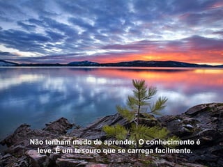 Não tenham medo de aprender. O conhecimento é leve. É um tesouro que se carrega facilmente. 