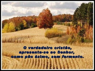 O verdadeiro cristão, apresenta-se ao Senhor,  como pão ázimo, sem fermento. 