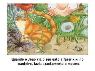 Quando o João via o seu gato a fazer xixi no
canteiro, fazia exactamente o mesmo.
 