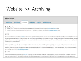 Website >> Archiving
 