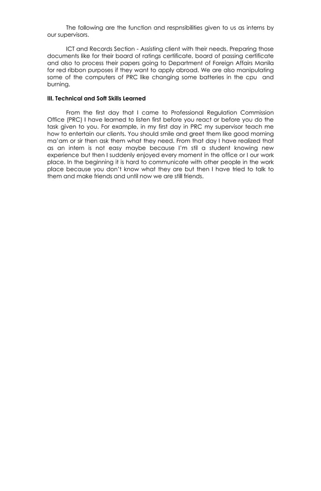 Ojt Report Pdf Format Pdf