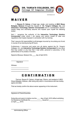 Ojt application letter