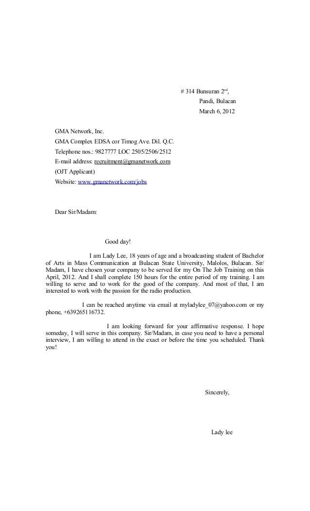 ojt-application-letter