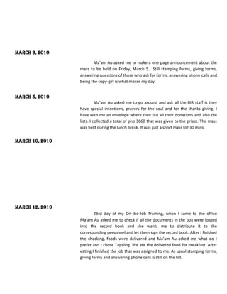 Ojt Diary | PDF
