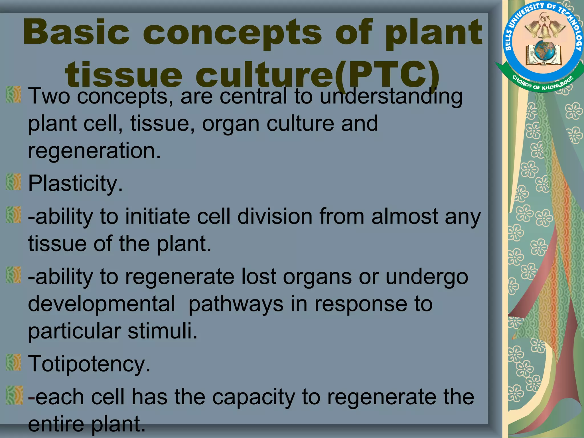 Plant Tissue Culture, Methods and Applications PPT
