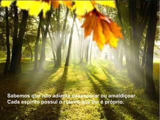 Texto Matriz Sabemos que não adianta desesperar ou amaldiçoar. Cada espírito possui o roteiro que lhe é próprio.  