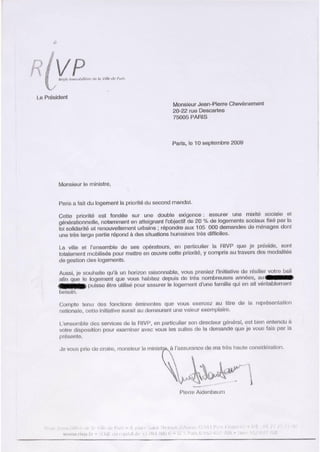 Correspondance entre la régie immobilière de la ville de Paris et Jean-Pierre Chevènement