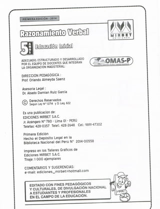 Razonamiento verbal 5 años