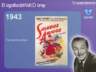 Empreendedorismo Biografia de Walt Disney Fez saludos amigos 1943 VOLTAR 
