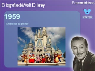 Empreendedorismo Biografia de Walt Disney Ampliação da Disney 1959 VOLTAR 