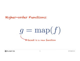 12 SEPTEMBER 2015
Higher-order Functions:
g = map(f)
Result is a new function
 