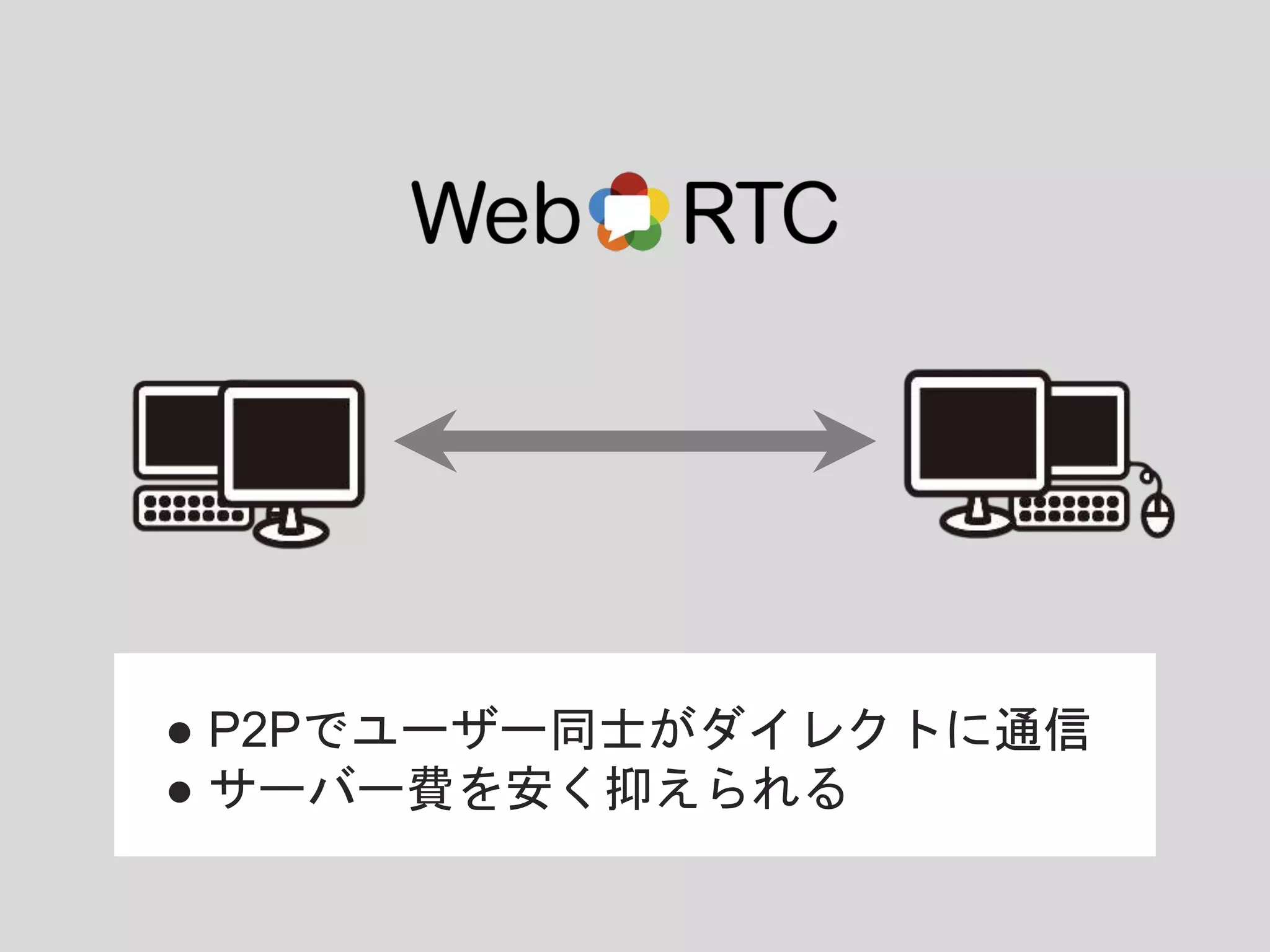 ● P2Pでユーザー同士がダイレクトに通信
● サーバー費を安く抑えられる
 