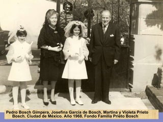 Pedro Bosch Gimpera, Josefina García de Bosch, Martina y Violeta Prieto Bosch. Ciudad de México. Año 1968. Fondo Familia Prieto Bosch 