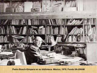 Pedro Bosch-Gimpera en su biblioteca. México, 1970. Fondo IIA-UNAM 
