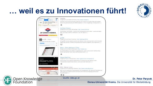 … weil es zu Innovationen führt!

Quelle: data.gv.at

Dr. Peter Parycek
Donau-Universität Krems. Die Universität für Weite...