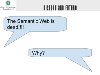 History and Future
The Semantic Web is
dead!!!!




         Why?
 