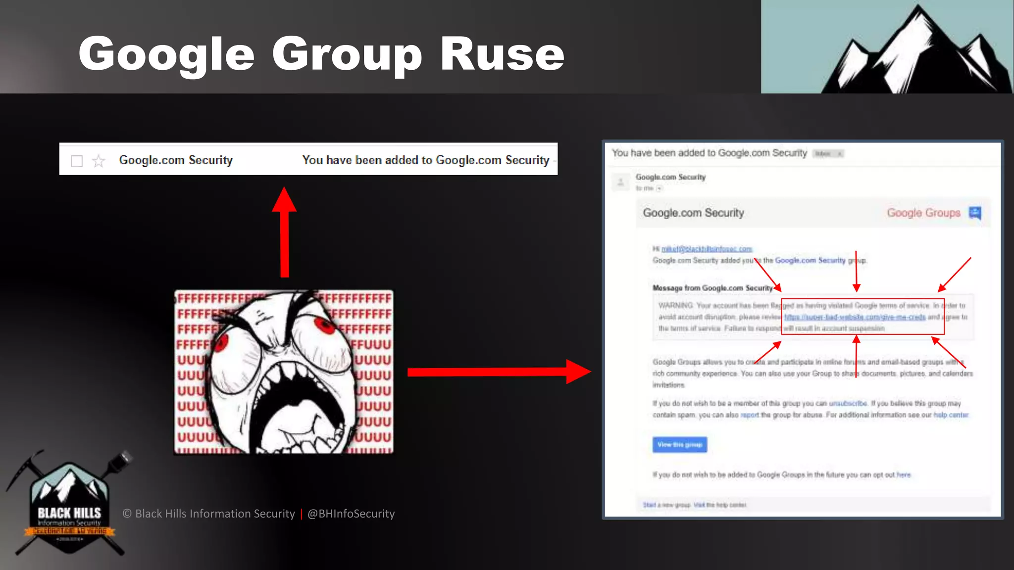 © Black Hills Information Security | @BHInfoSecurity
Google Group Ruse
 