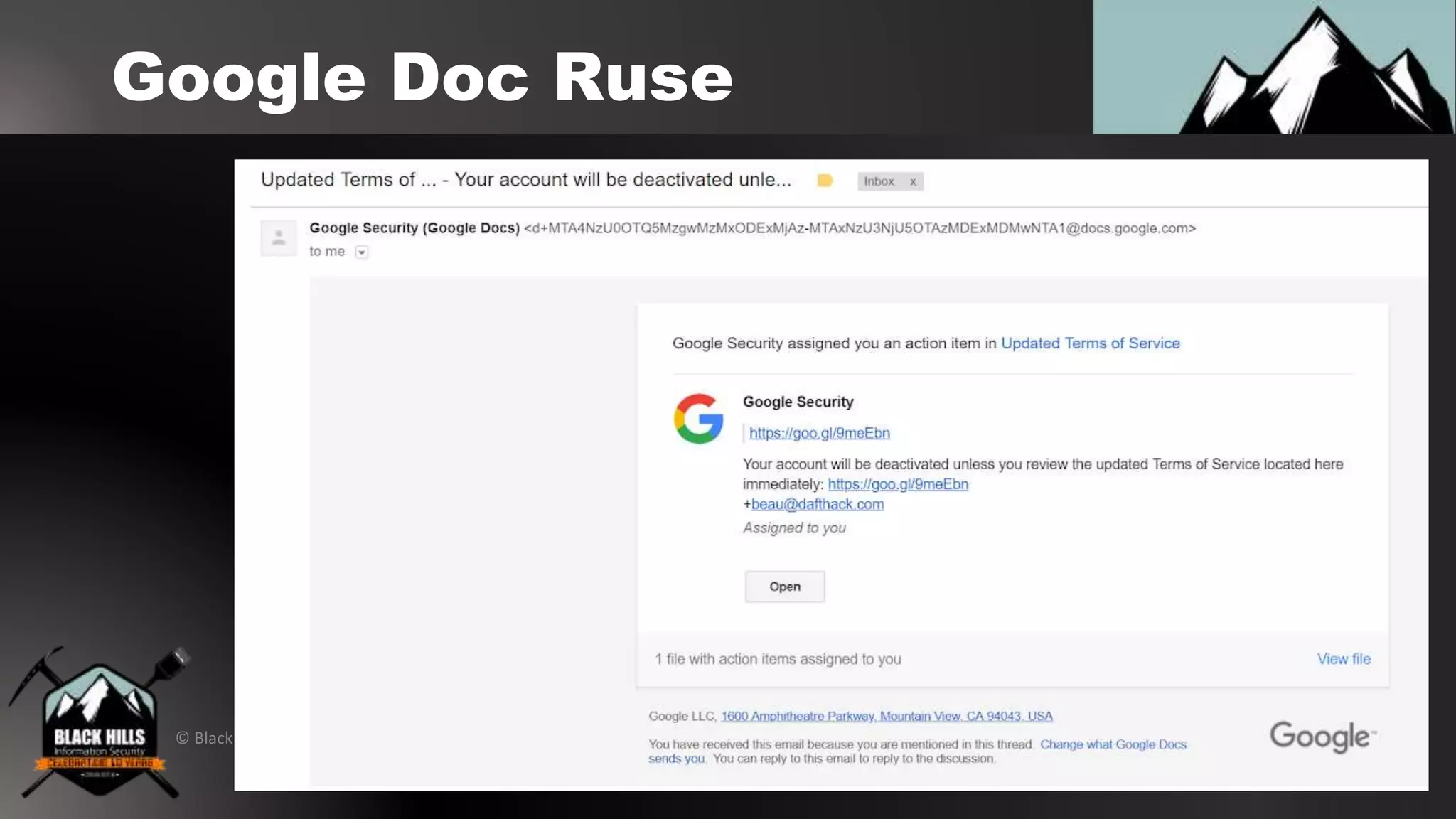 © Black Hills Information Security | @BHInfoSecurity
Google Doc Ruse
 