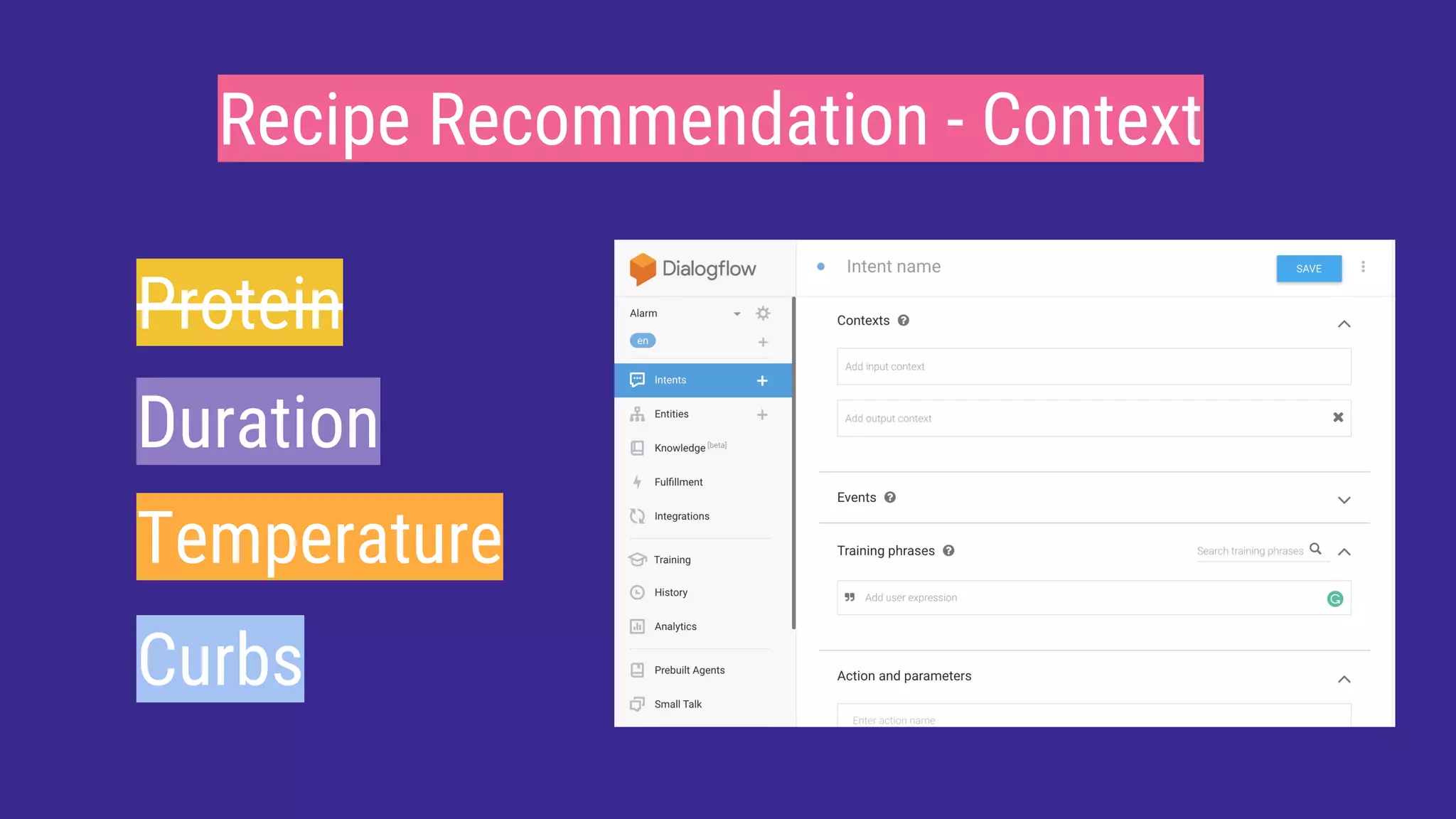 Protein
Duration
Temperature
Curbs
Recipe Recommendation - Context
 