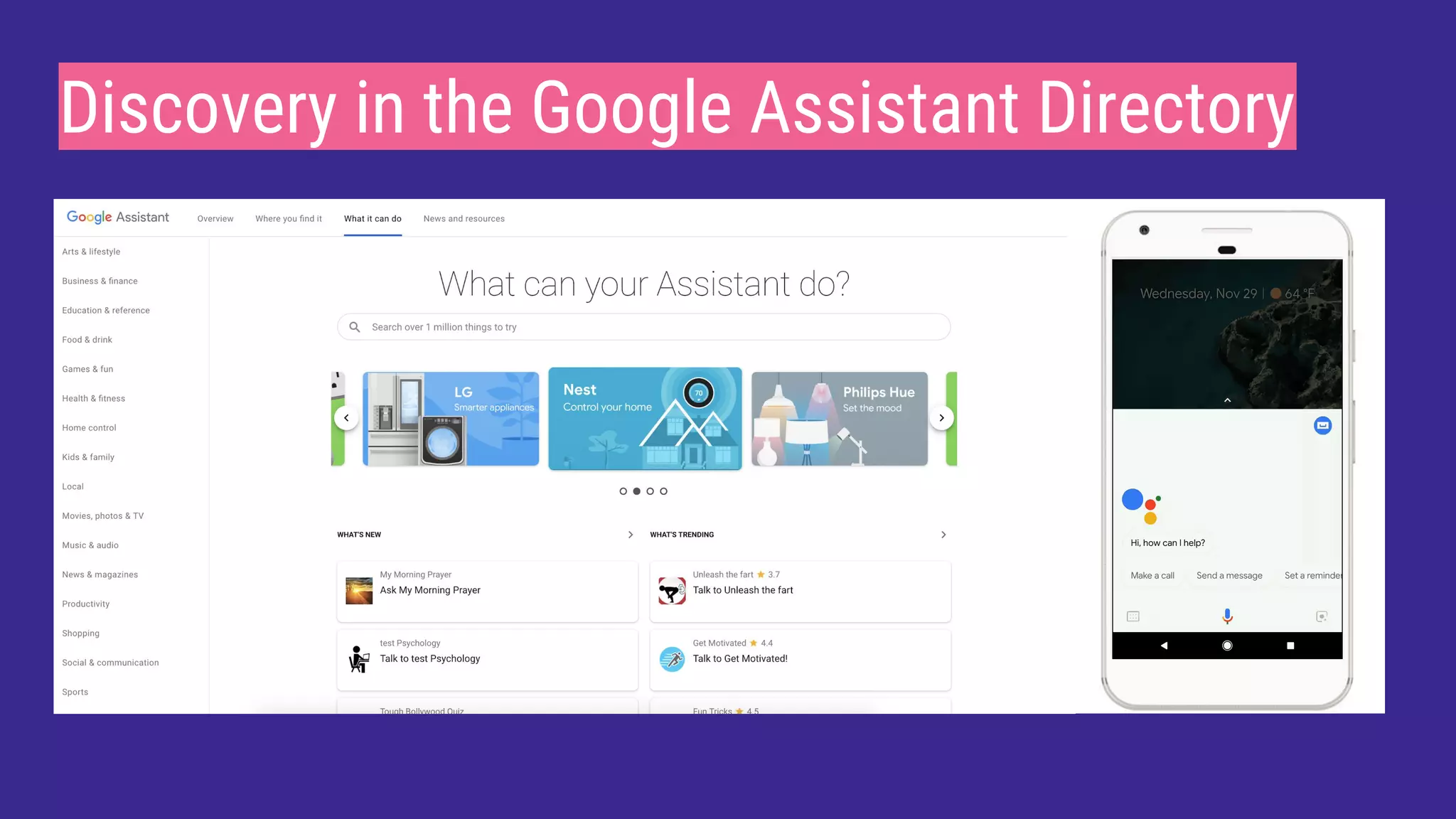 Discovery in the Google Assistant Directory
 