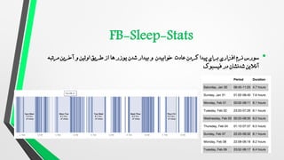 •
‫عادت‬ ‫کردن‬ ‫پیدا‬ ‫برای‬ ‫افزاری‬ ‫نرم‬ ‫سورس‬
‫شدن‬ ‫بیدار‬ ‫و‬ ‫خوابیدن‬
‫مرتبه‬ ‫آخرین‬ ‫و‬ ‫اولین‬ ‫طریق‬ ‫از‬ ‫ها‬ ‫یوزر‬
‫فیسبوک‬ ‫در‬ ‫شدنشان‬ ‫آنالین‬
 