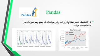 •
‫کتابخانه‬ ‫یک‬
‫قدرتمند‬
‫ها‬ ‫داده‬ ‫تحلیل‬ ‫و‬ ‫تجزیه‬ ‫به‬ ‫قادر‬ ‫که‬ ‫میباشد‬ ‫پایتون‬ ‫اساس‬ ‫بر‬ ‫پذیر‬ ‫انعطاف‬ ‫و‬
‫و‬
manipulation
‫میباشد‬
.
 