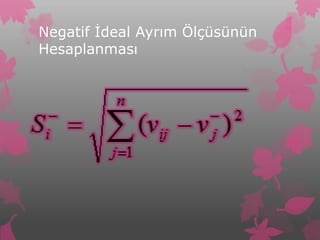 Negatif İdeal Ayrım Ölçüsünün
Hesaplanması
 
