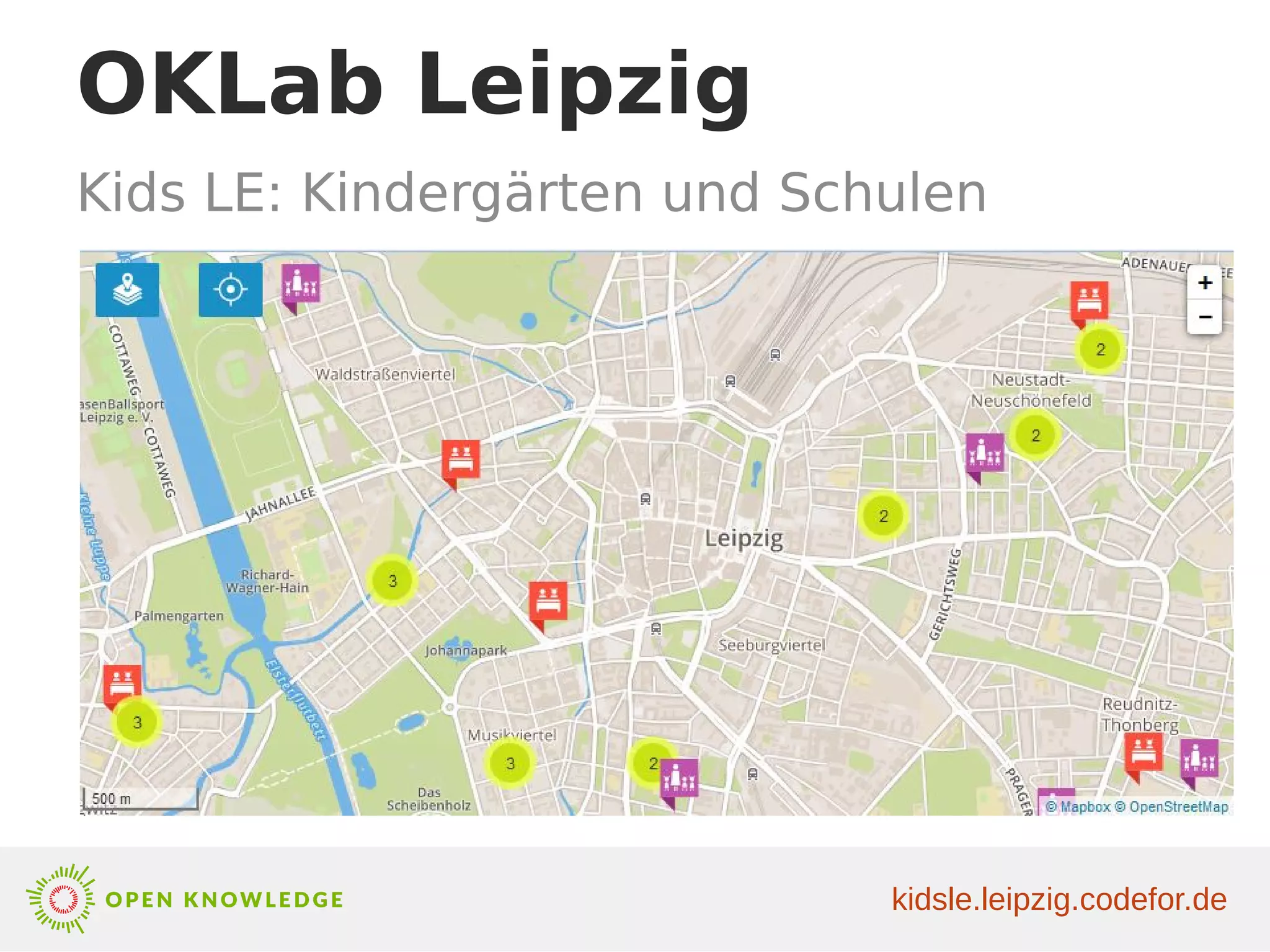 OKLab Leipzig
Kids LE: Kindergärten und Schulen
kidsle.leipzig.codefor.de
 