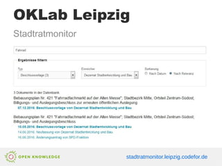 OKLab Leipzig
Stadtratmonitor
stadtratmonitor.leipzig.codefor.de
 