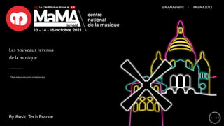 Les nouveaux revenus
de la musique
The new music revenues
@MAMAevent I #MaMA2021
By Music Tech France
 