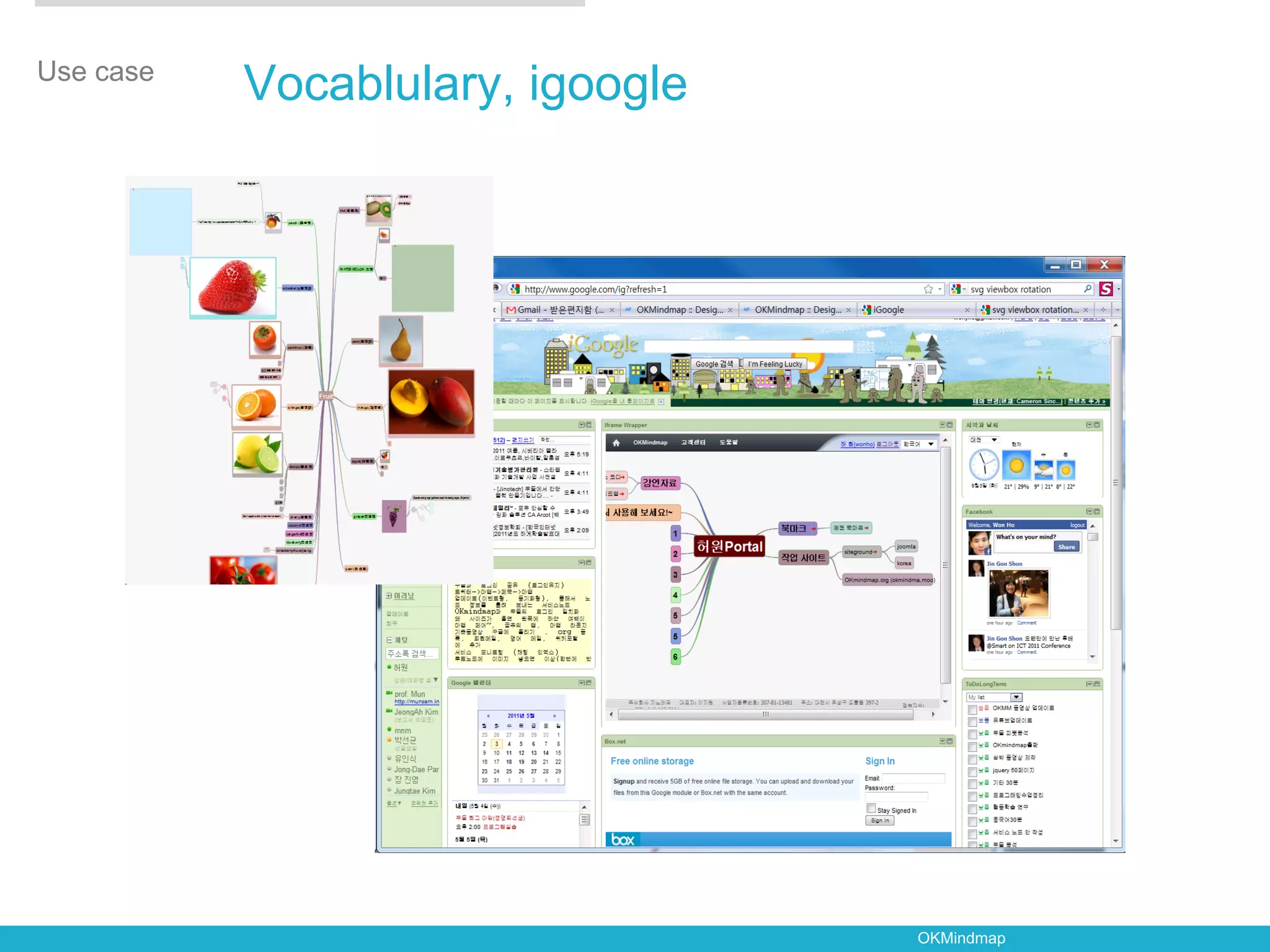Use case
           Vocablulary, igoogle




                                  OKMindmap
 