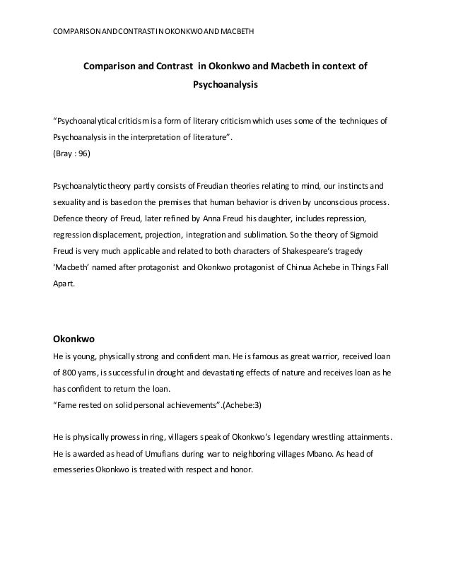 How To Write A Research Essay Thesis Comparison And Contrast In Okonkwo And Macbeth Proposal Essay Topic Ideas also The Problem Of Evil Essay Okokwo And Macbeth Cause And Effect Of Pollution Essay