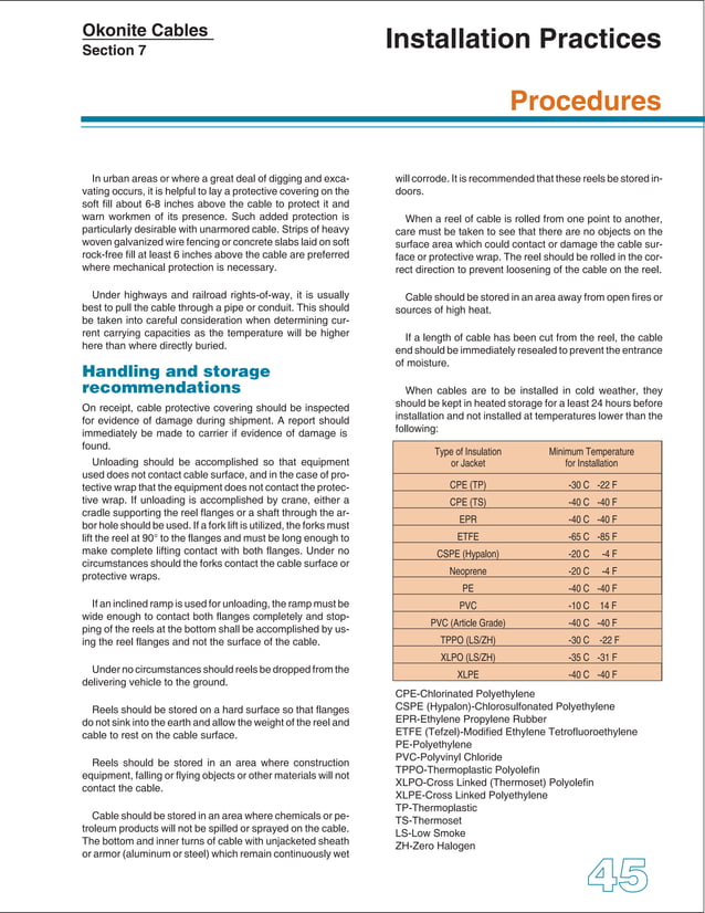 Okonite Cable Engineering Handbook (Copper & Aluminium Cables)