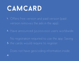 some camcard screen shots
1.
2.
3.
1.
2.
3.
 
