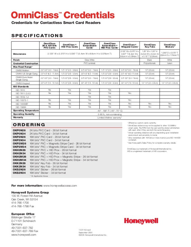 Honeywell Access OKP0N26 Data Sheet