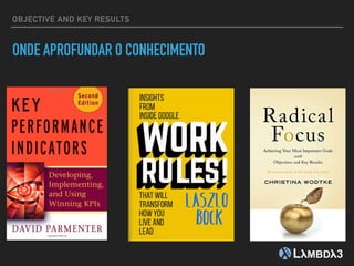 ONDE APROFUNDAR O CONHECIMENTO
OBJECTIVE AND KEY RESULTS
 