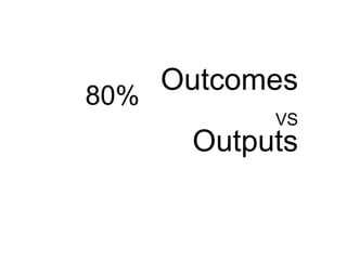 Outcomes
VS
Outputs
80%
 