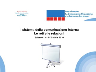 Salerno 13-15-16 aprile 2010 Il sistema della comunicazione interna Le reti e le relazioni 