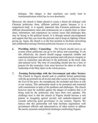 The Role of the Church towards Achieving Good Governance in Nigeria | PDF