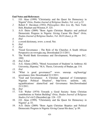 The Role of the Church towards Achieving Good Governance in Nigeria | PDF