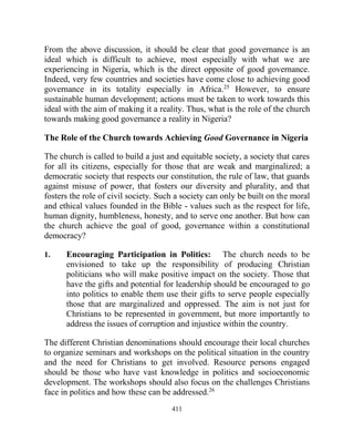 The Role of the Church towards Achieving Good Governance in Nigeria | PDF
