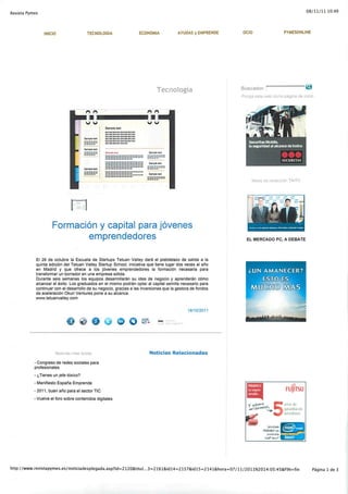 Okuri Ventures & Tetuan Valley - Menciones en medios Nov2011