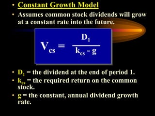 Constant Growth Formula Roe VALUATION | PPT