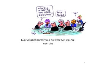 LA RÉNOVATION ÉNERGÉTIQUE DU STOCK BÂTI WALLON :
CONTEXTE
2
 